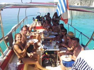 lunch on boat greece