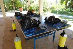 scuba gear on table