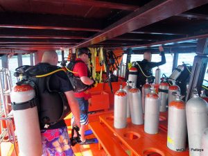 scuba tanks on boat